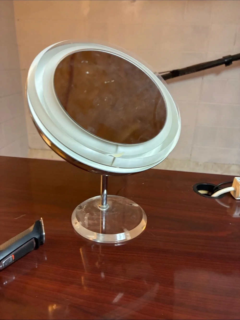 White LED Lighted Vanity Mirror with Clear Stand